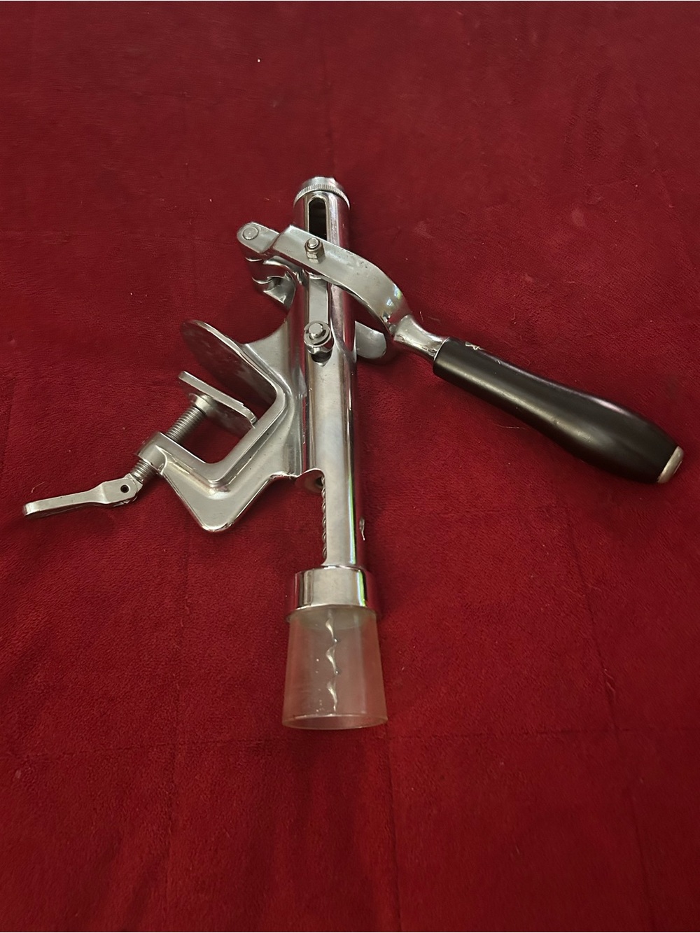 Vintage Wine Bottle Opener. Chrome and Black Handheld  Made for professional use